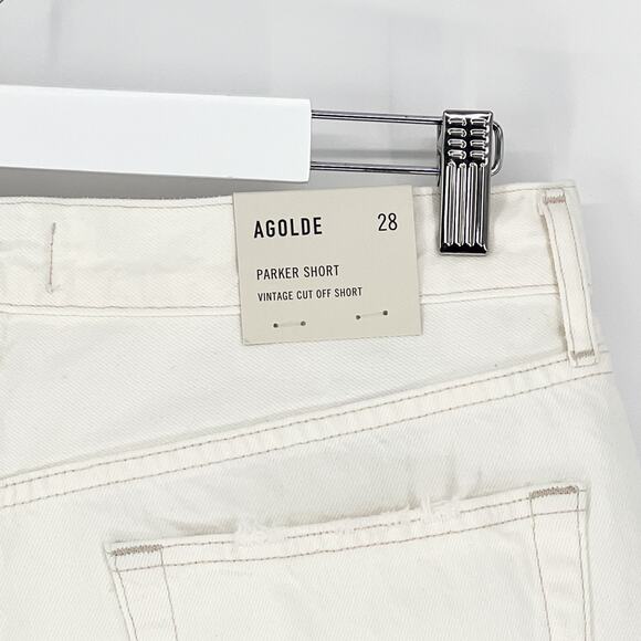 AGOLDE NWT Parker Cut Off Denim Shorts Platinum Women’s Size 28 High Rise - Picture 6 of 7
